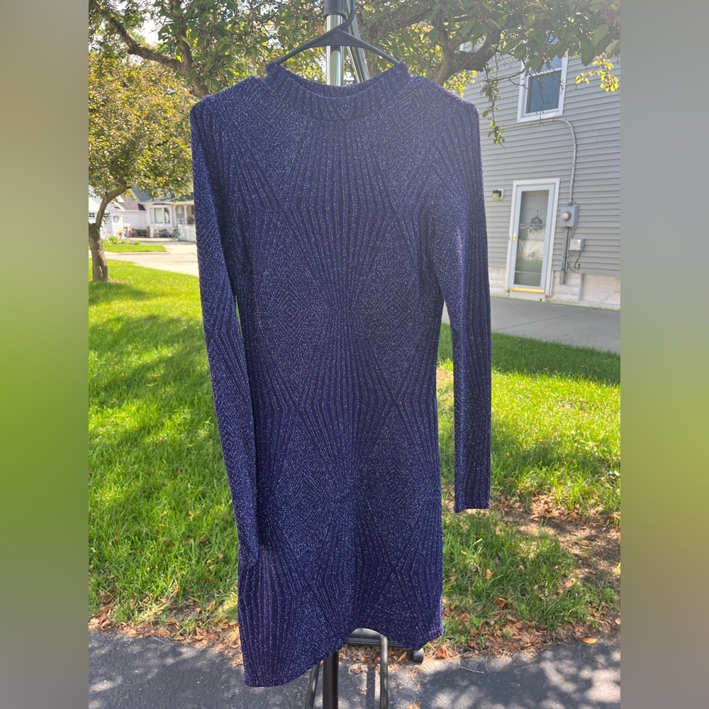 Navy Glitter Bodycon Sweater Dress – Size S